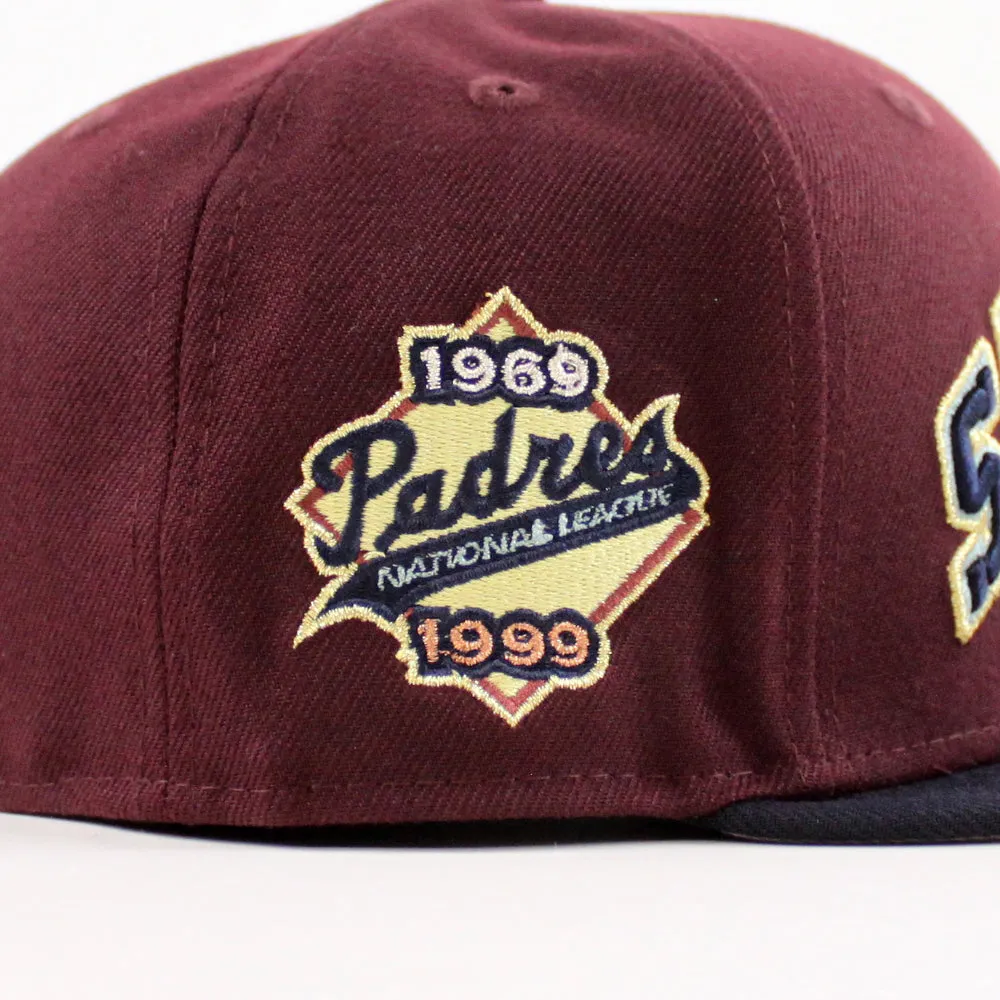 San Diego Padres 30th Anniversary New Era 59Fifty Fitted Hat (Maroon Navy Gray Under Brim)