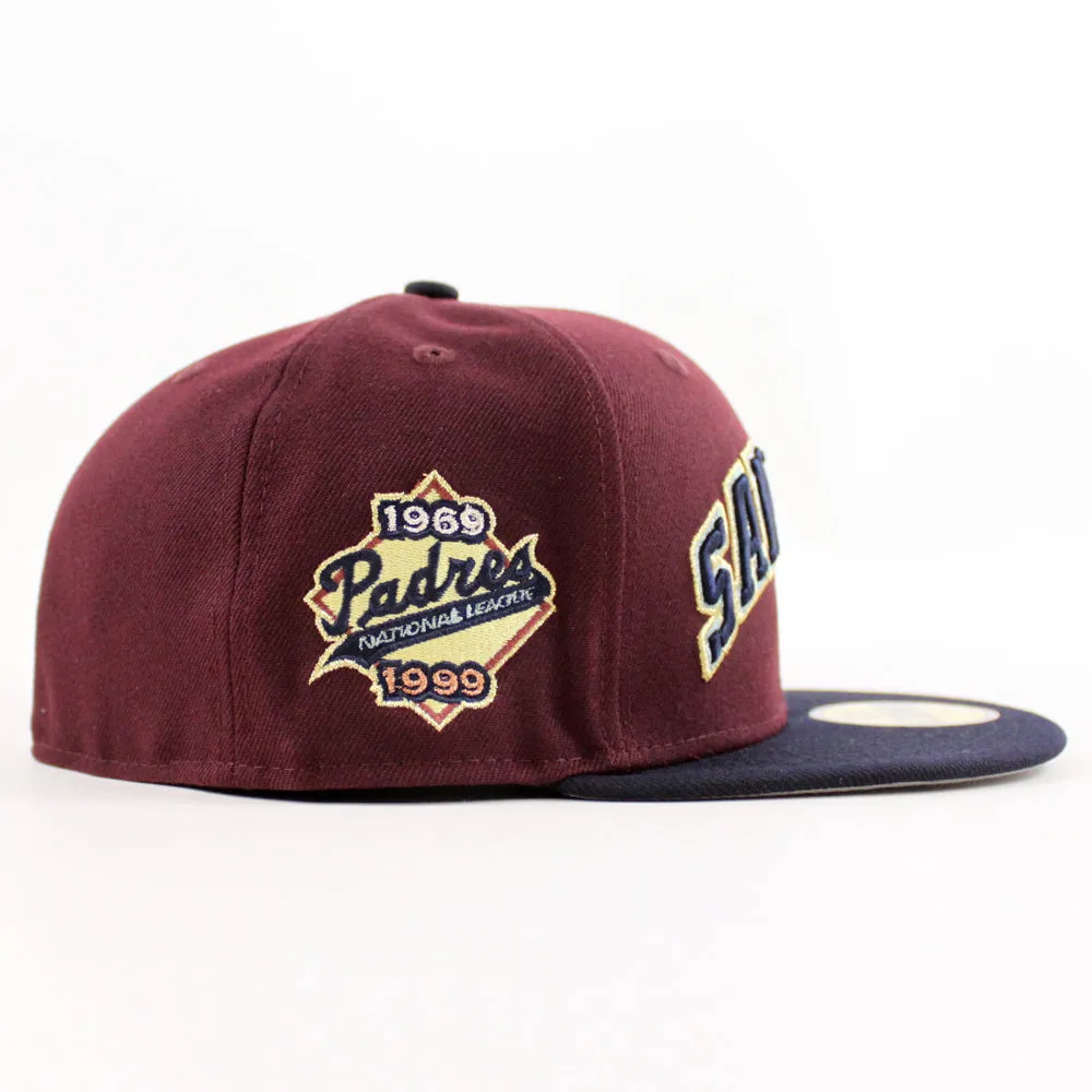 San Diego Padres 30th Anniversary New Era 59Fifty Fitted Hat (Maroon Navy Gray Under Brim)