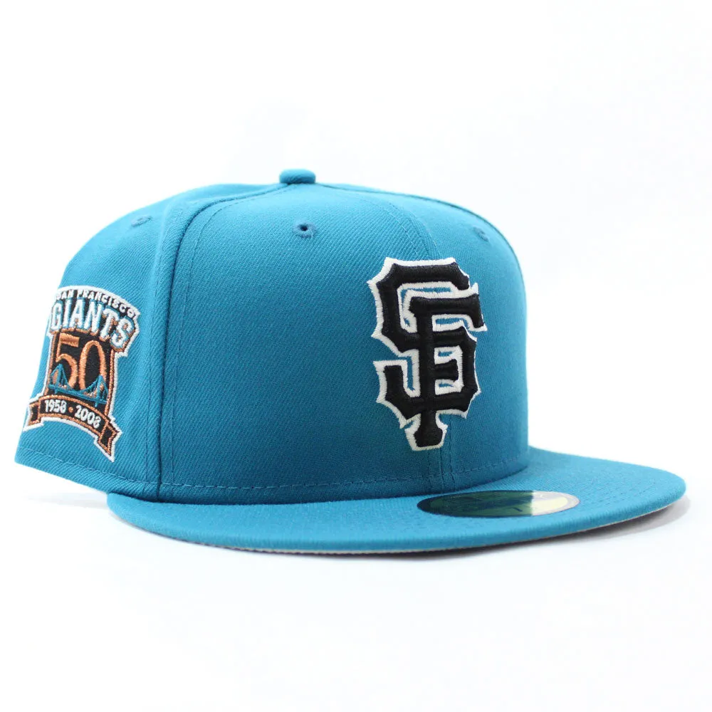 San Francisco Giants 50th Anniversary New Era 59Fifty Fitted Hat (Glow in the Dark Teal Gray Under Brim)