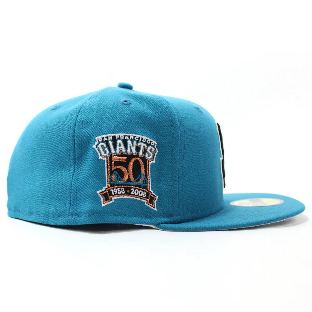 San Francisco Giants 50th Anniversary New Era 59Fifty Fitted Hat (Glow in the Dark Teal Gray Under Brim)