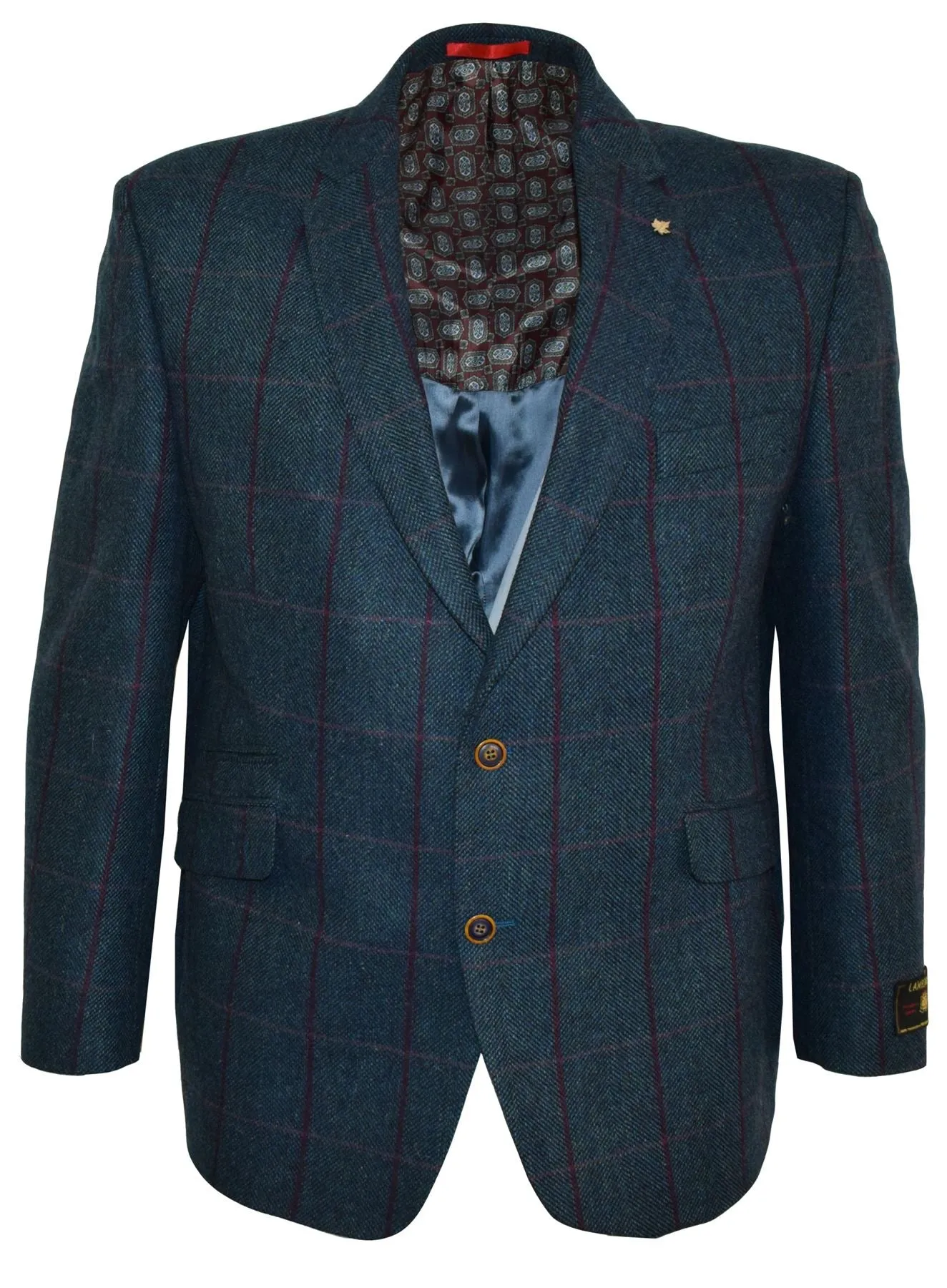 SCOTT Mens Classic Pure Wool Window Check Sports Jacket in Teal