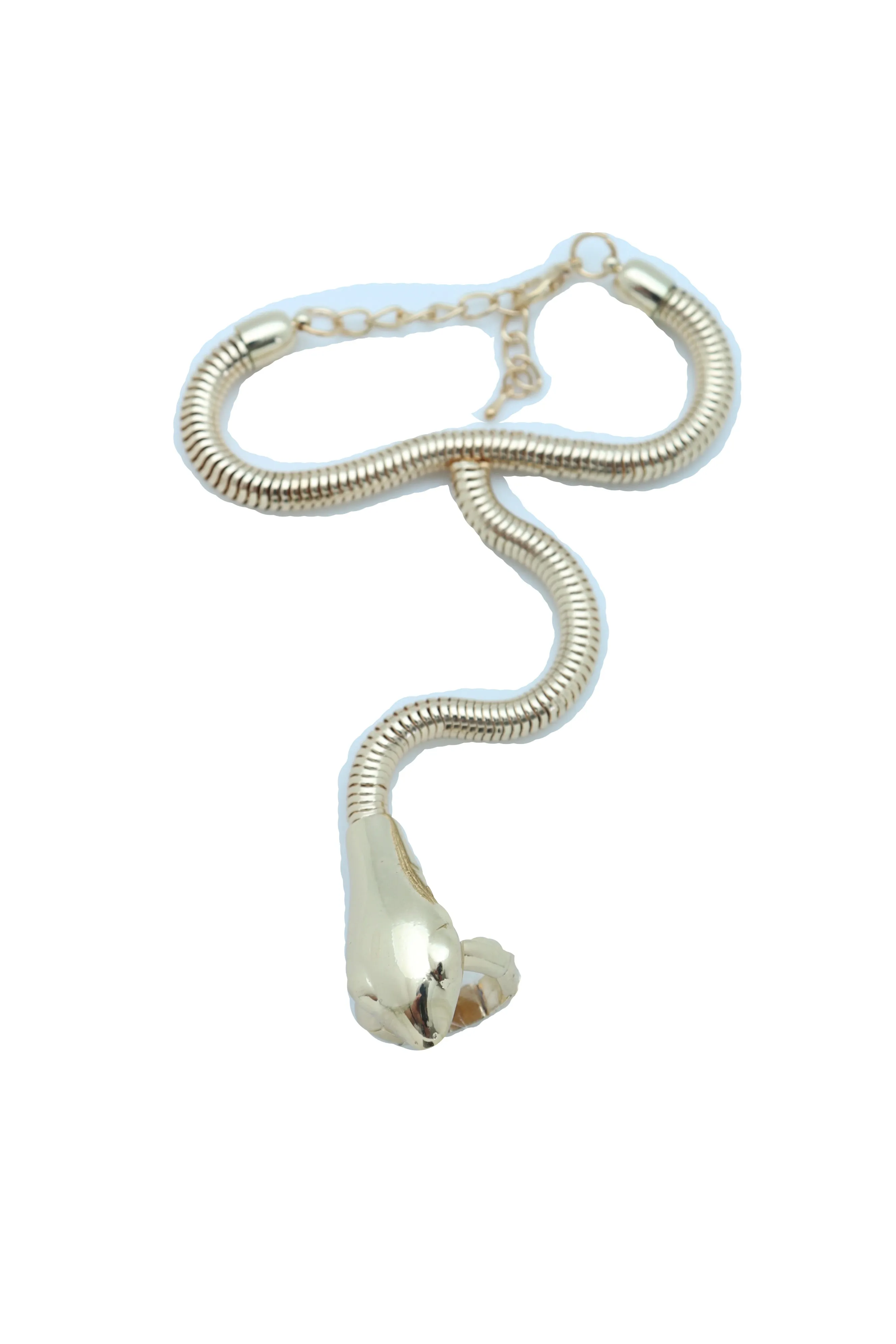 Sexy Look Fashion Bracelet Gold Metal Hand Chain Snake Cobra Slave Ring One Size