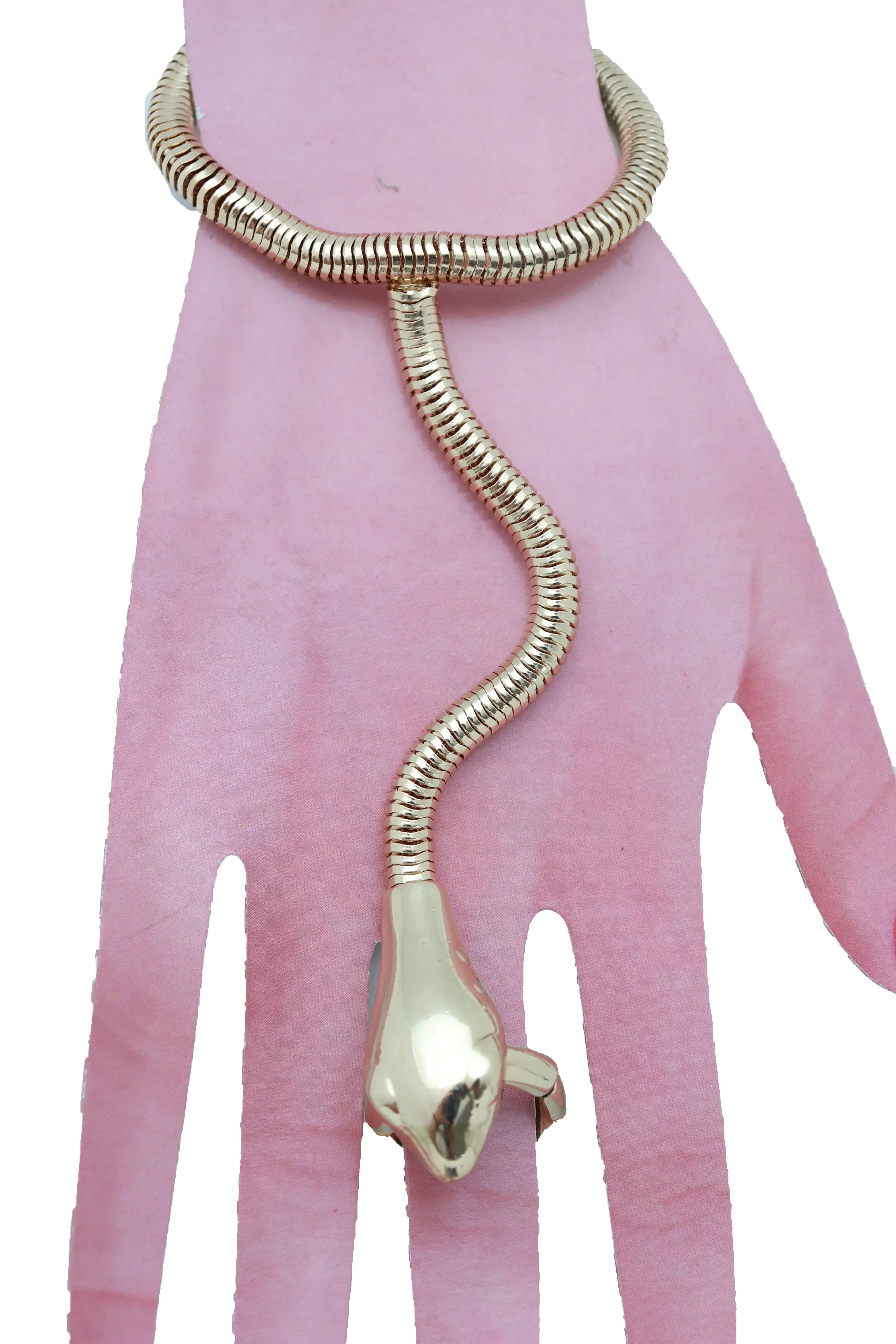 Sexy Look Fashion Bracelet Gold Metal Hand Chain Snake Cobra Slave Ring One Size