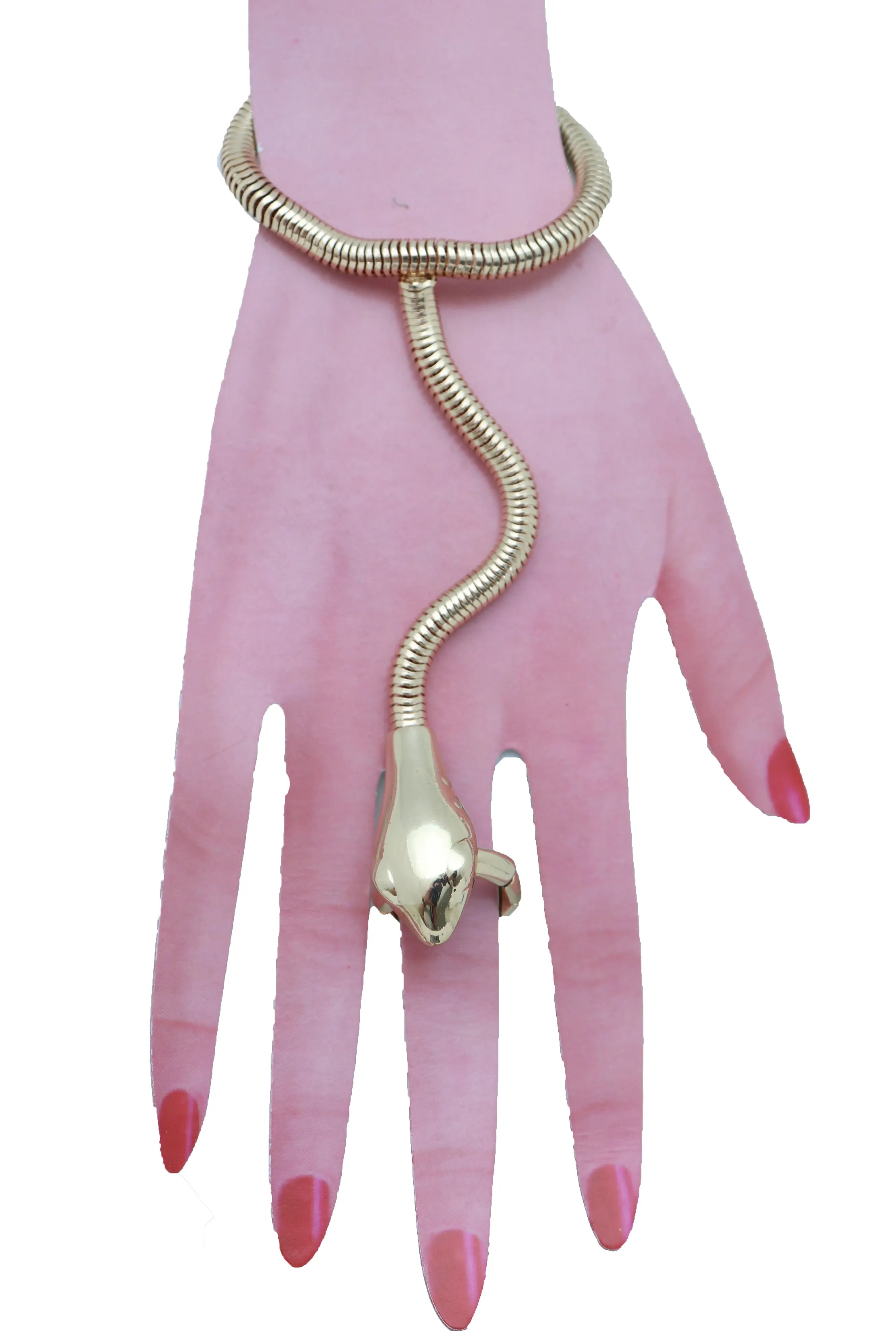 Sexy Look Fashion Bracelet Gold Metal Hand Chain Snake Cobra Slave Ring One Size