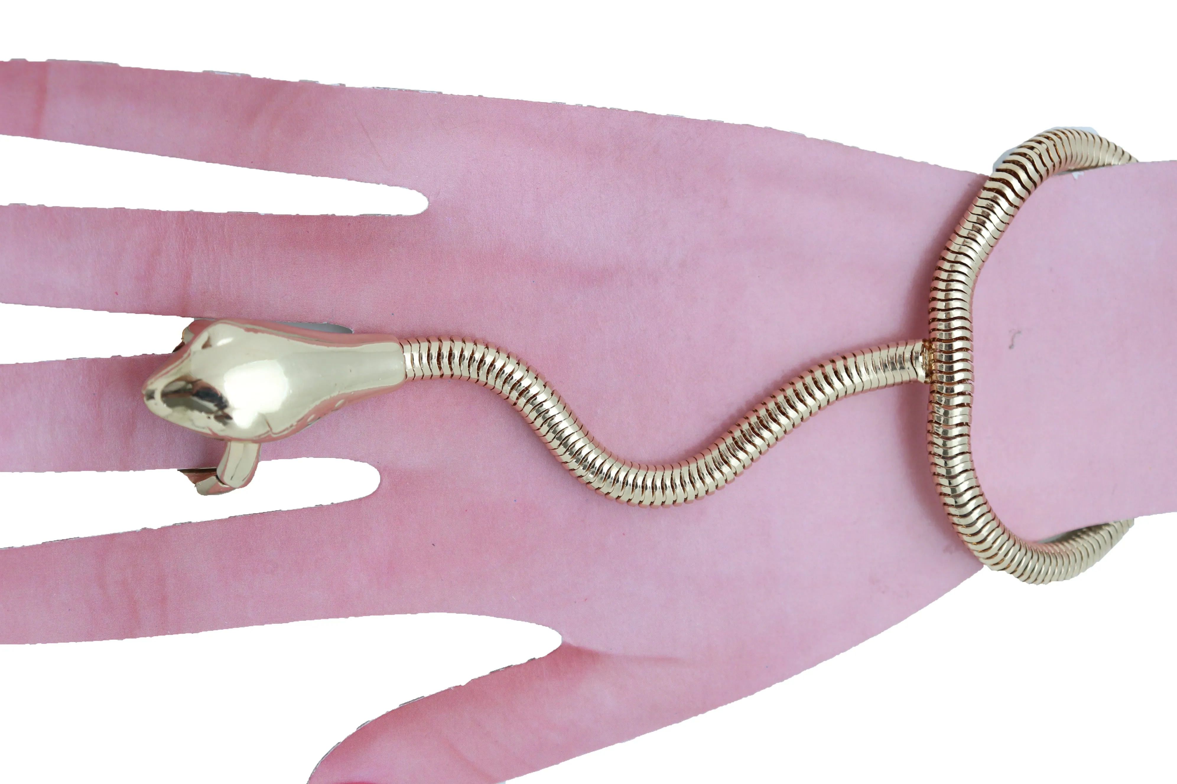Sexy Look Fashion Bracelet Gold Metal Hand Chain Snake Cobra Slave Ring One Size