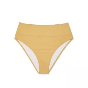 Shade & Shore Women's Ribbed High Leg Waist Extra Cheeky Bikini Bottom