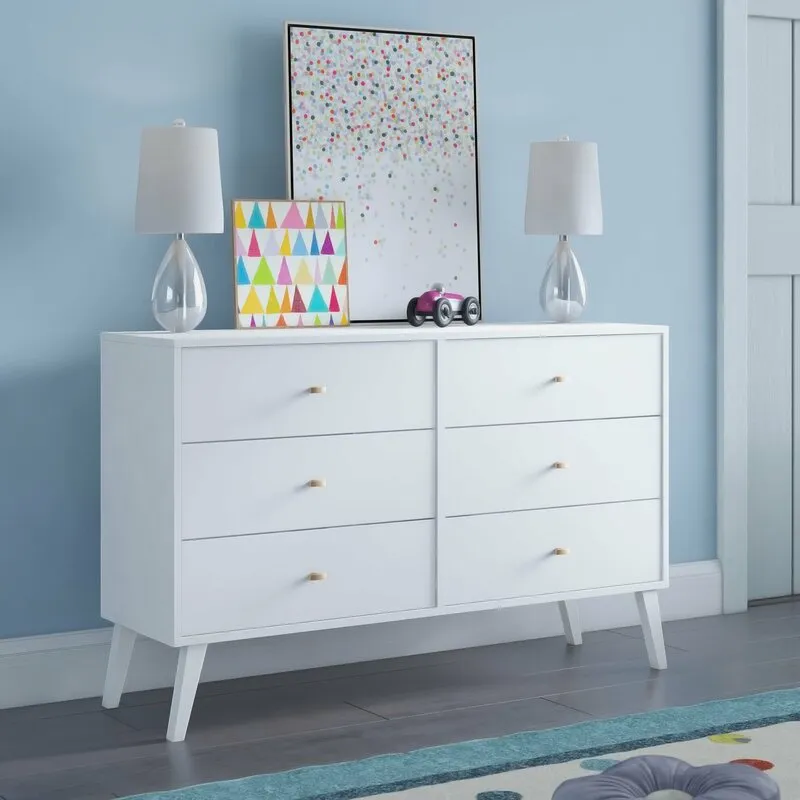 Shamar Mid Century Modern 6 Drawer Double Dresser