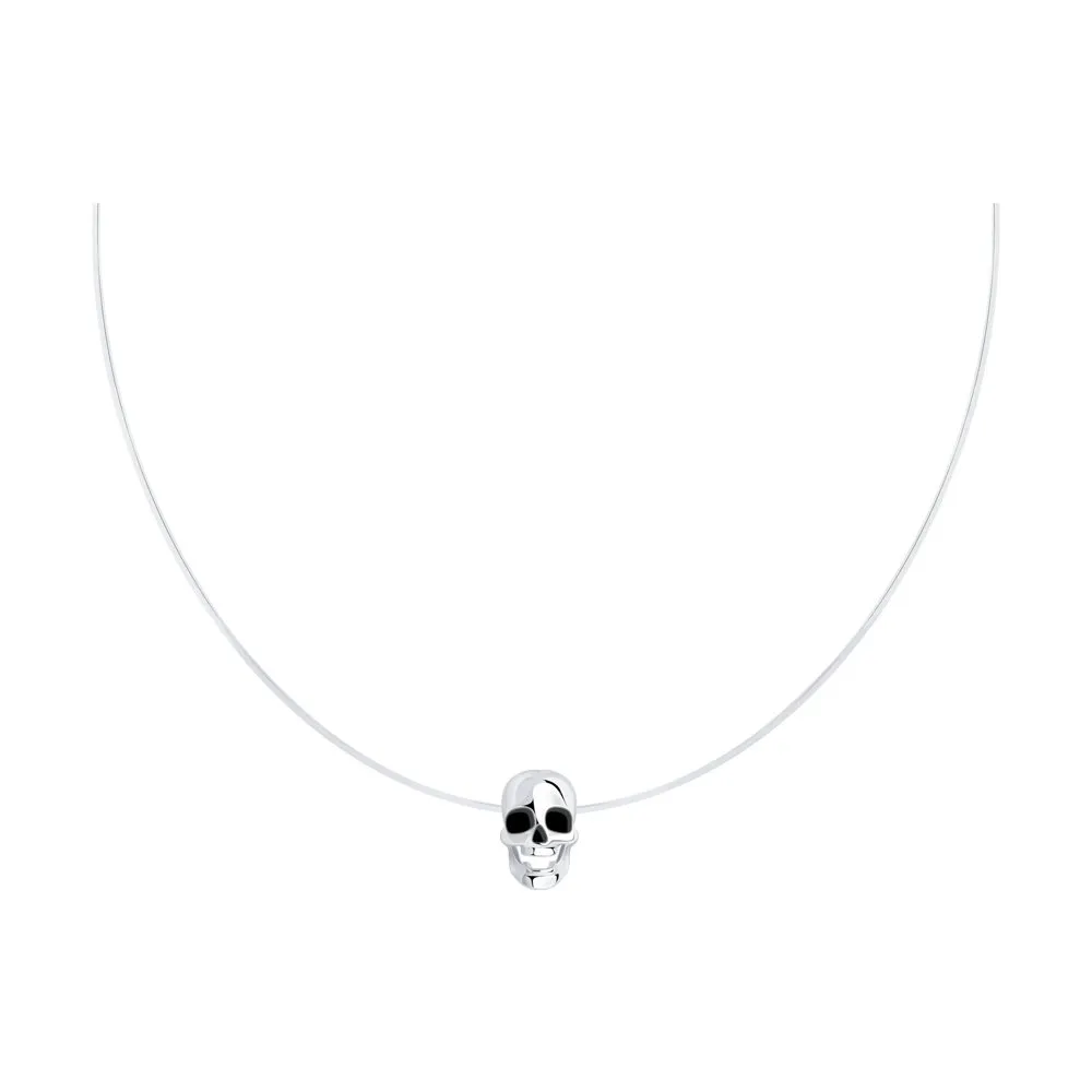 SKLV by SOKOLOV - Unisex Silver Skull Charm On A Fishing Line