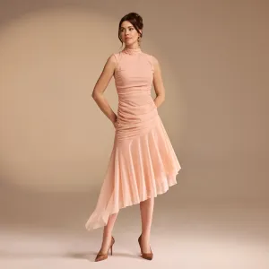 Sleeveless Ruched Ruffles Midi Dress