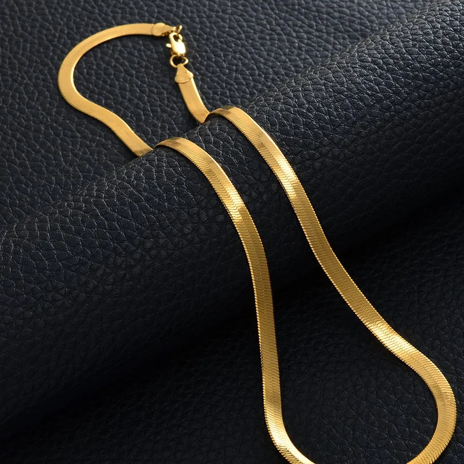 Snake Chain Necklace, herringbone choker, flat snake chain