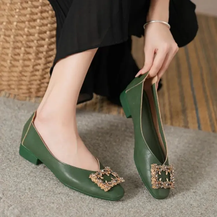 Soft leather diamond retro comfortable shoes