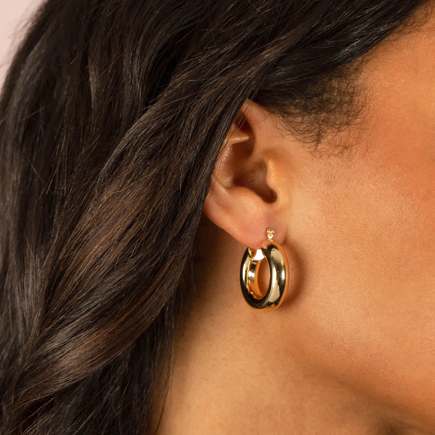 Solid Chunky Tube Hoop Earrings