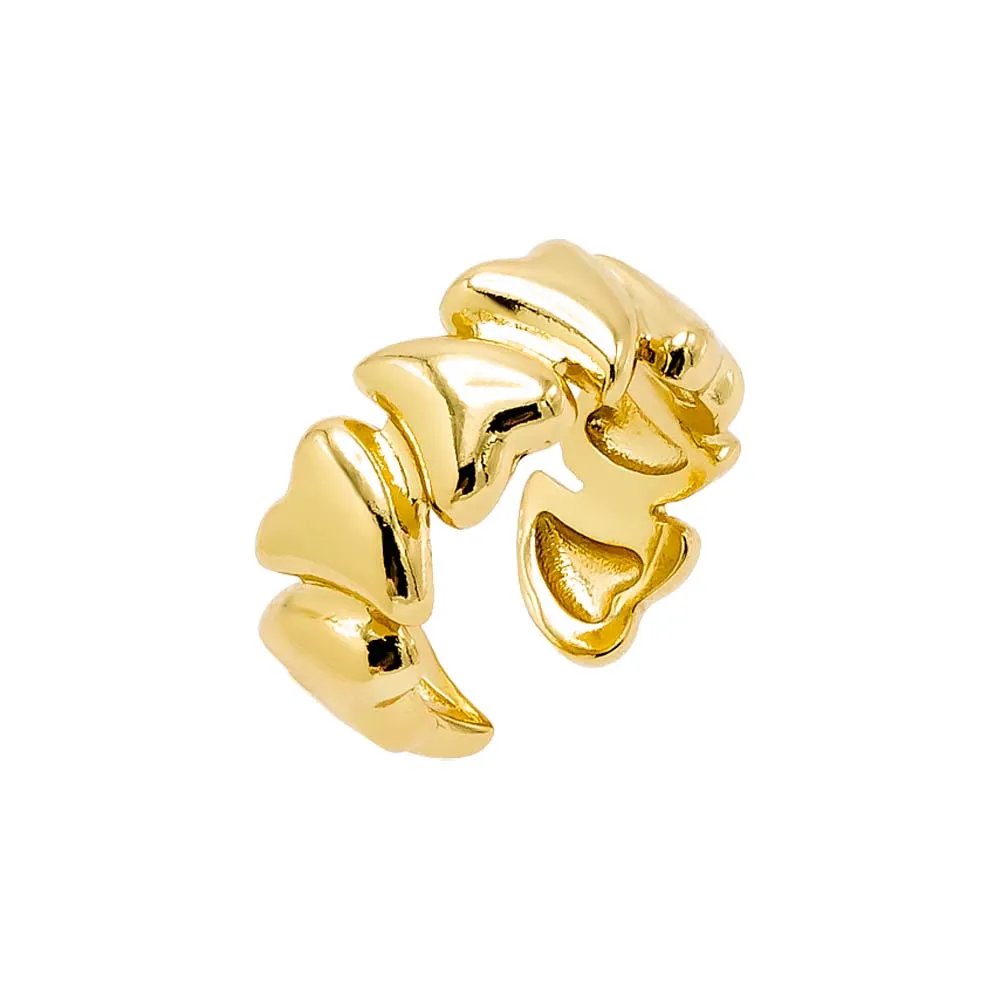 Solid Curved Hearts Band Ring