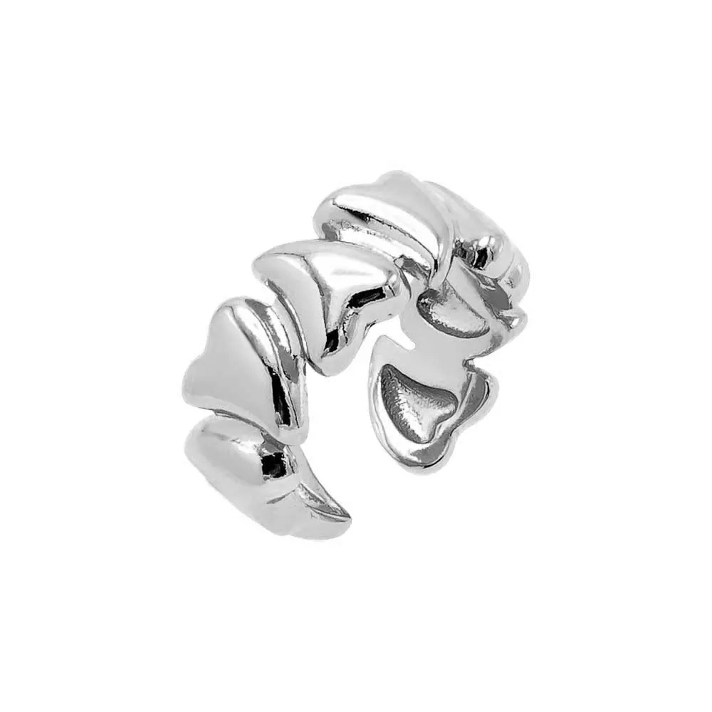 Solid Curved Hearts Band Ring