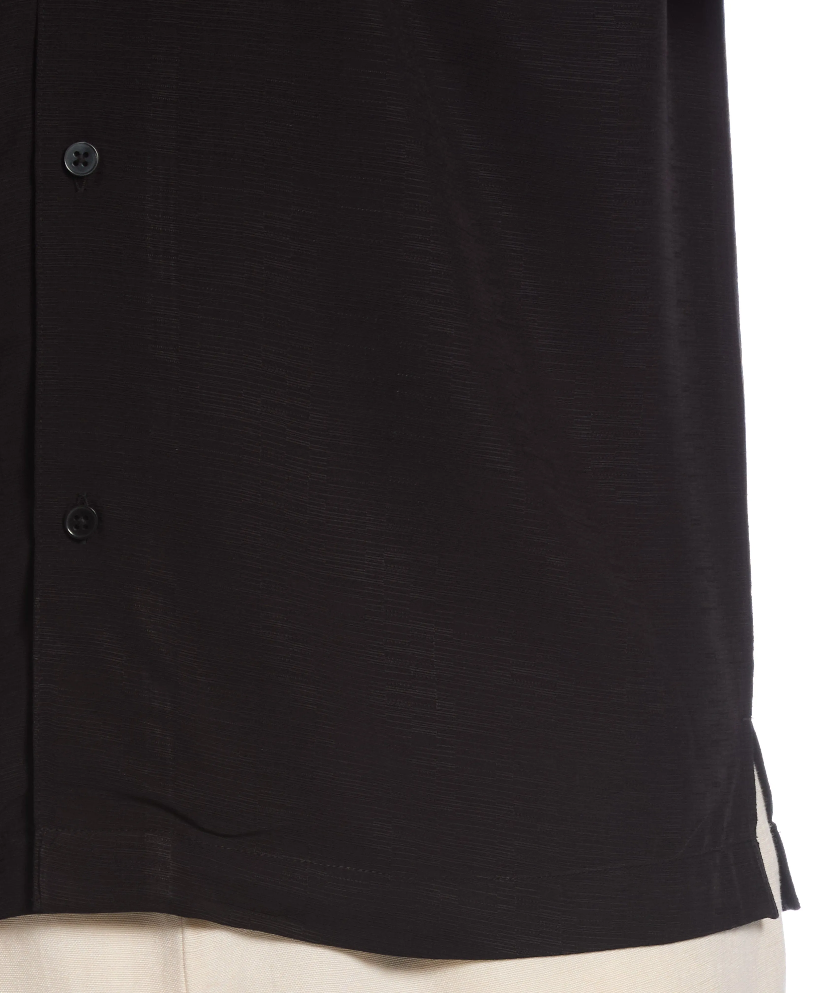 Solid Textured Cuban Collar Shirt