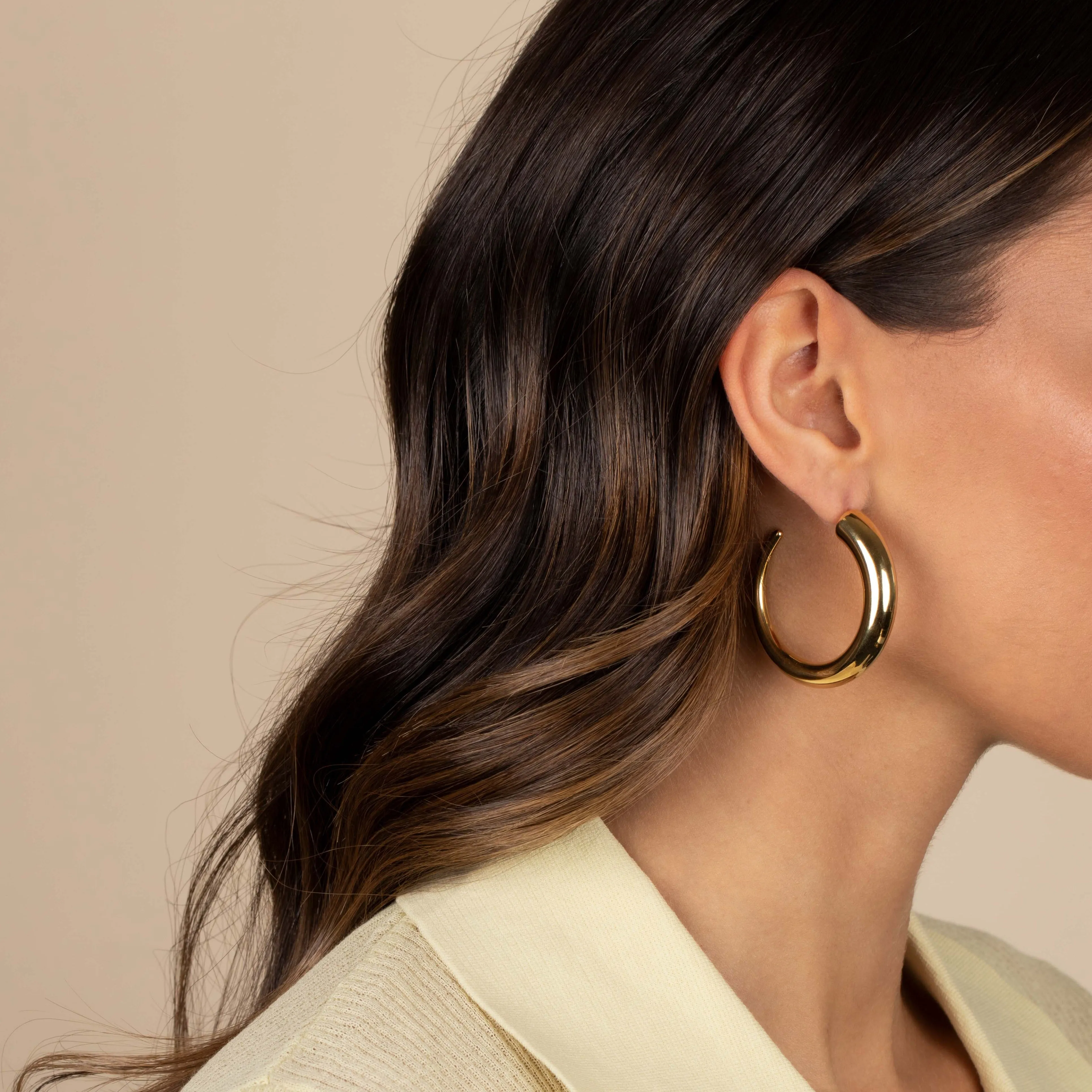 Solid Thin Graduated Open Hoop Earring