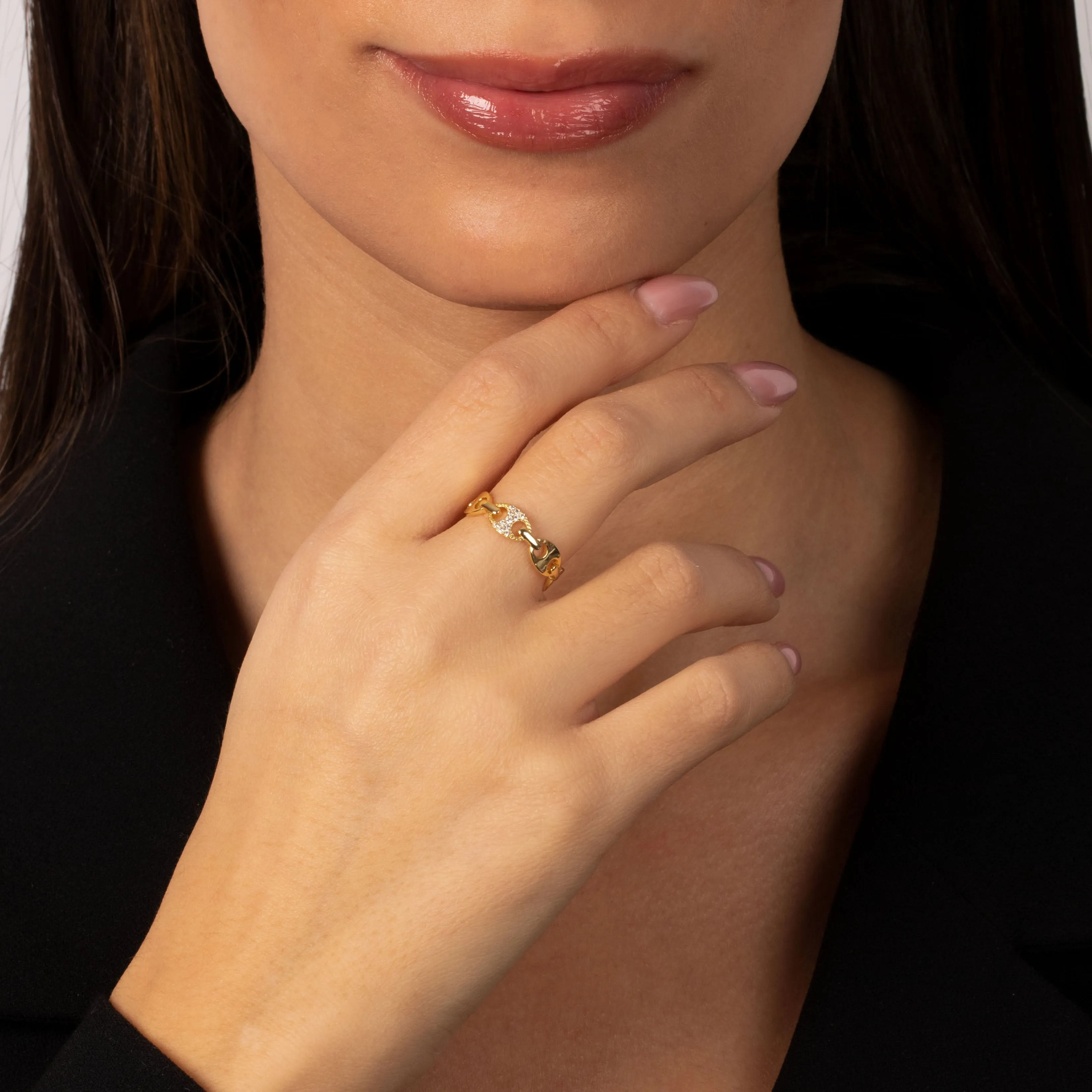 Solid/Pave Mariner Chain Eternity Ring