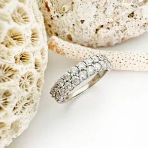 Sophisticated Double Half Eternity White Diamond White Gold Ring