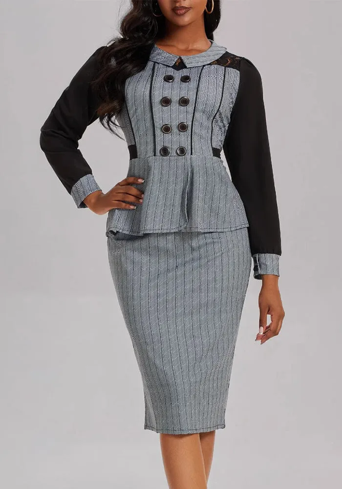 Sophisticated Houndstooth Peplum Pencil Dress for a Power Statement