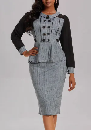 Sophisticated Houndstooth Peplum Pencil Dress for a Power Statement