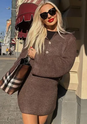 Sophisticated Turndown Collar Bell Sleeve Cardigan and Skirt Woolen Set