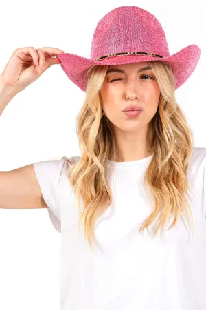 Sparkle Sequins Knit Metal Band Fashion Cowboy Hat