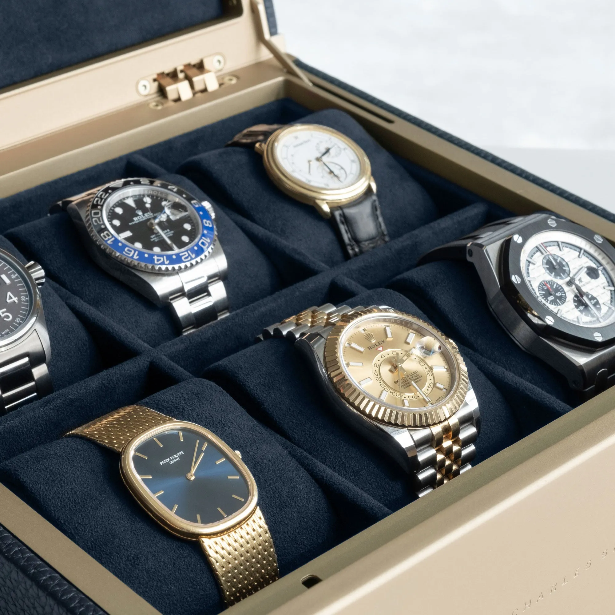 SPENCE 6 WATCH BOX - MARINE / CHAMPAGNE