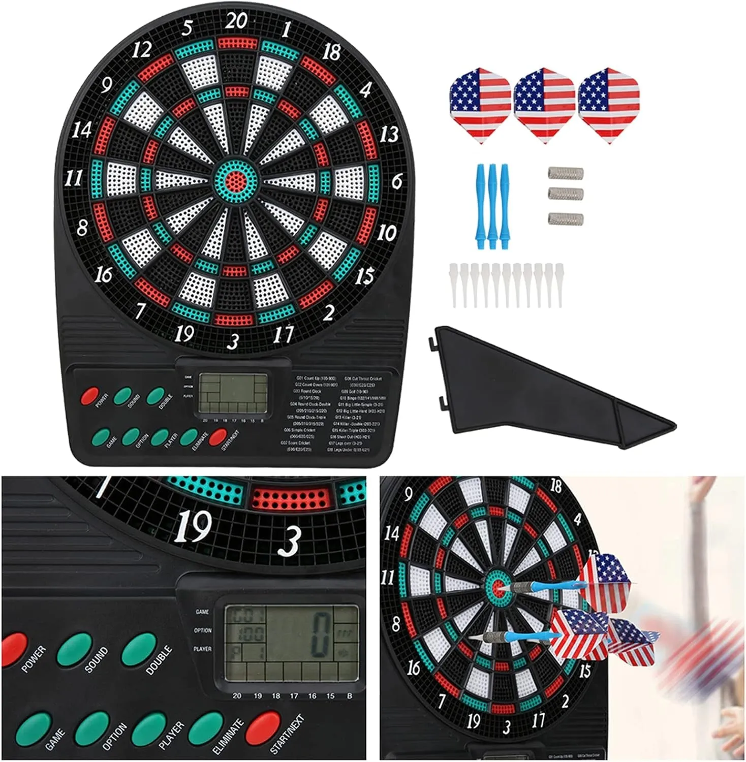 Sports Electronic Dartboard Set, Soft Tip Dart with Automatic Scoring, Standing Board and Cabinet Included, Perfect for Game Room Accessory