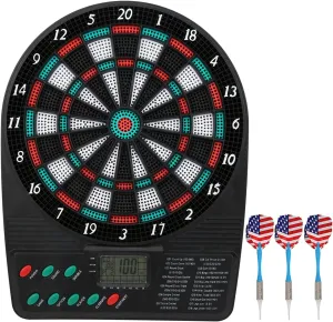 Sports Electronic Dartboard Set, Soft Tip Dart with Automatic Scoring, Standing Board and Cabinet Included, Perfect for Game Room Accessory