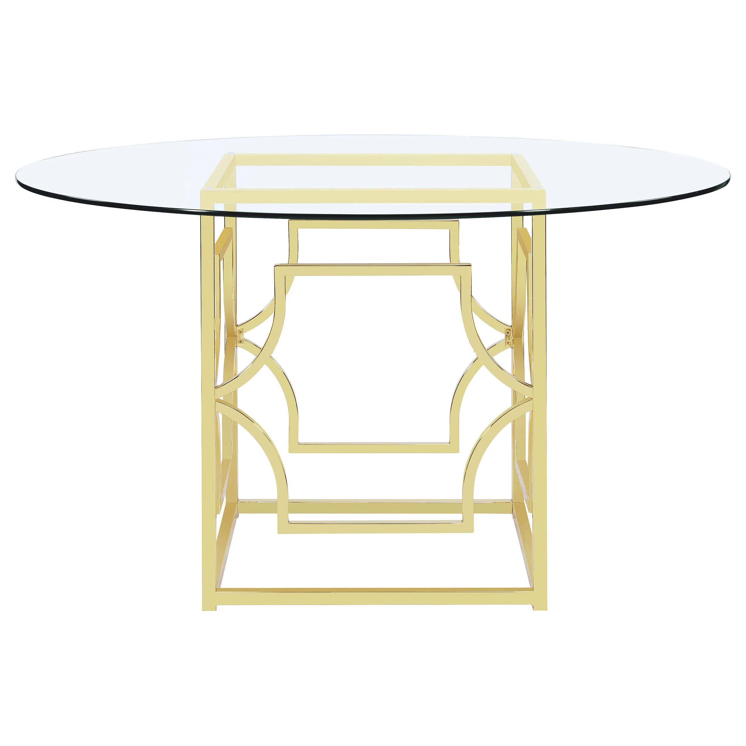 Starlight Round 54-inch Glass Top Metal Dining Table Brass
