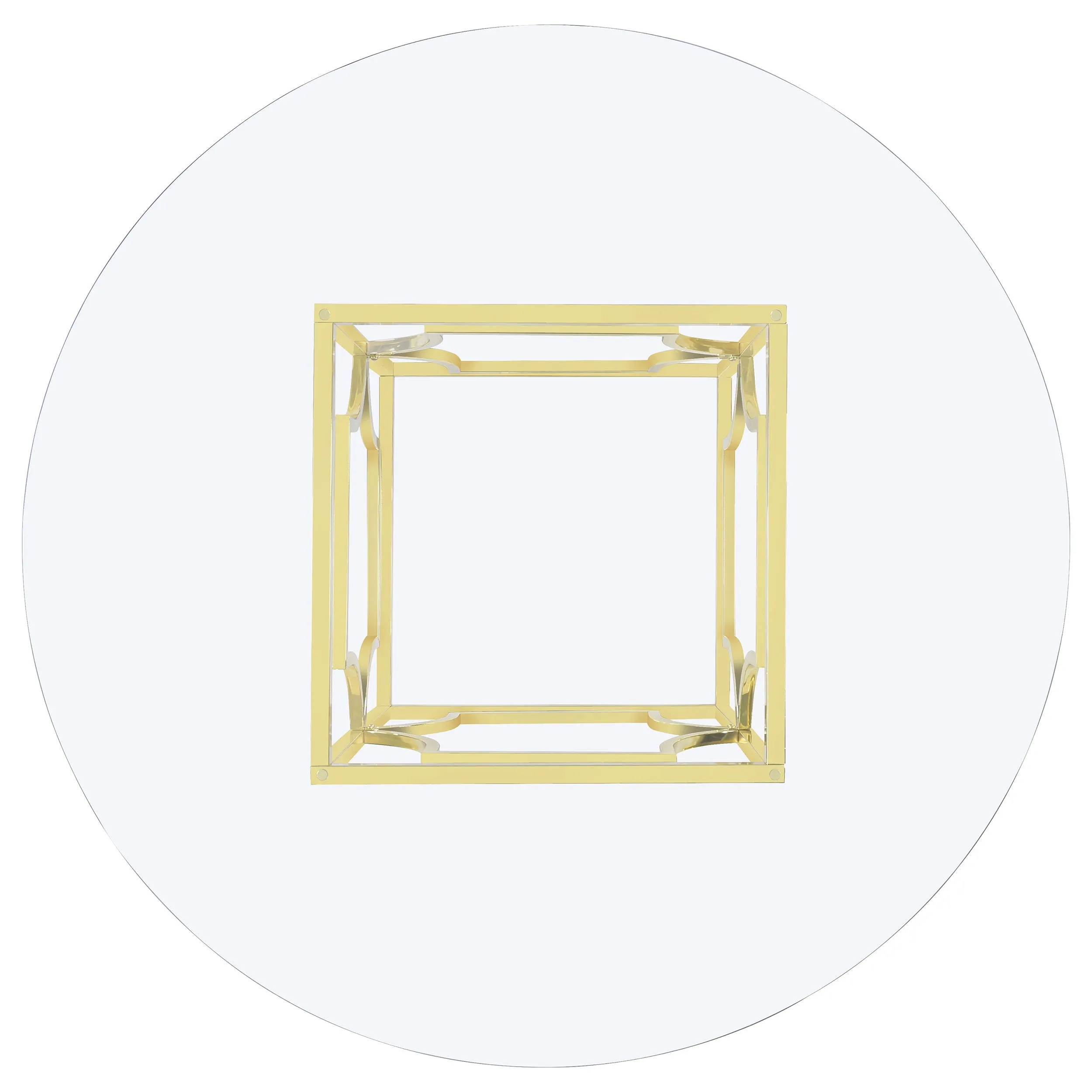 Starlight Round 54-inch Glass Top Metal Dining Table Brass