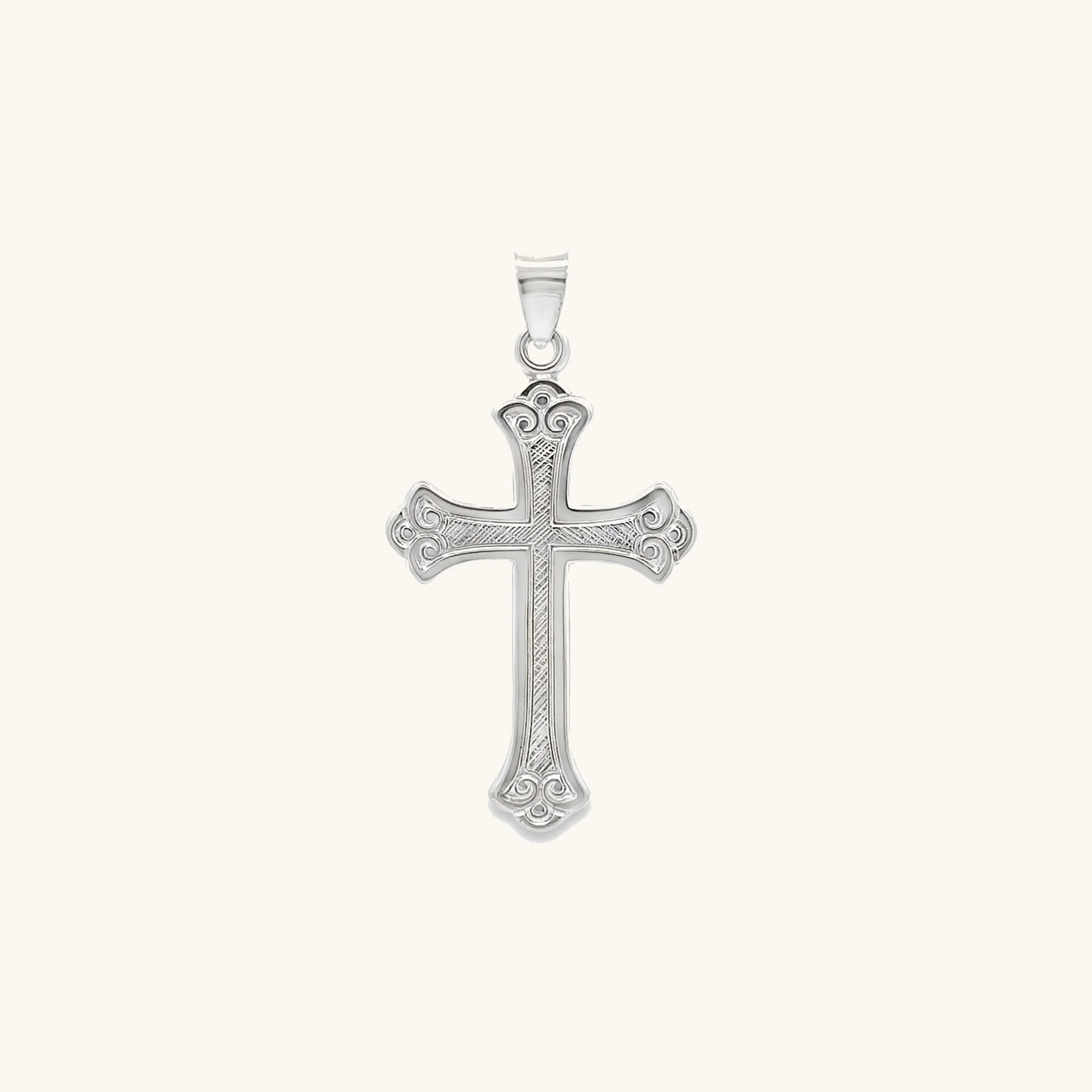 STERLING SILVER DESIGN CROSS PENDANT