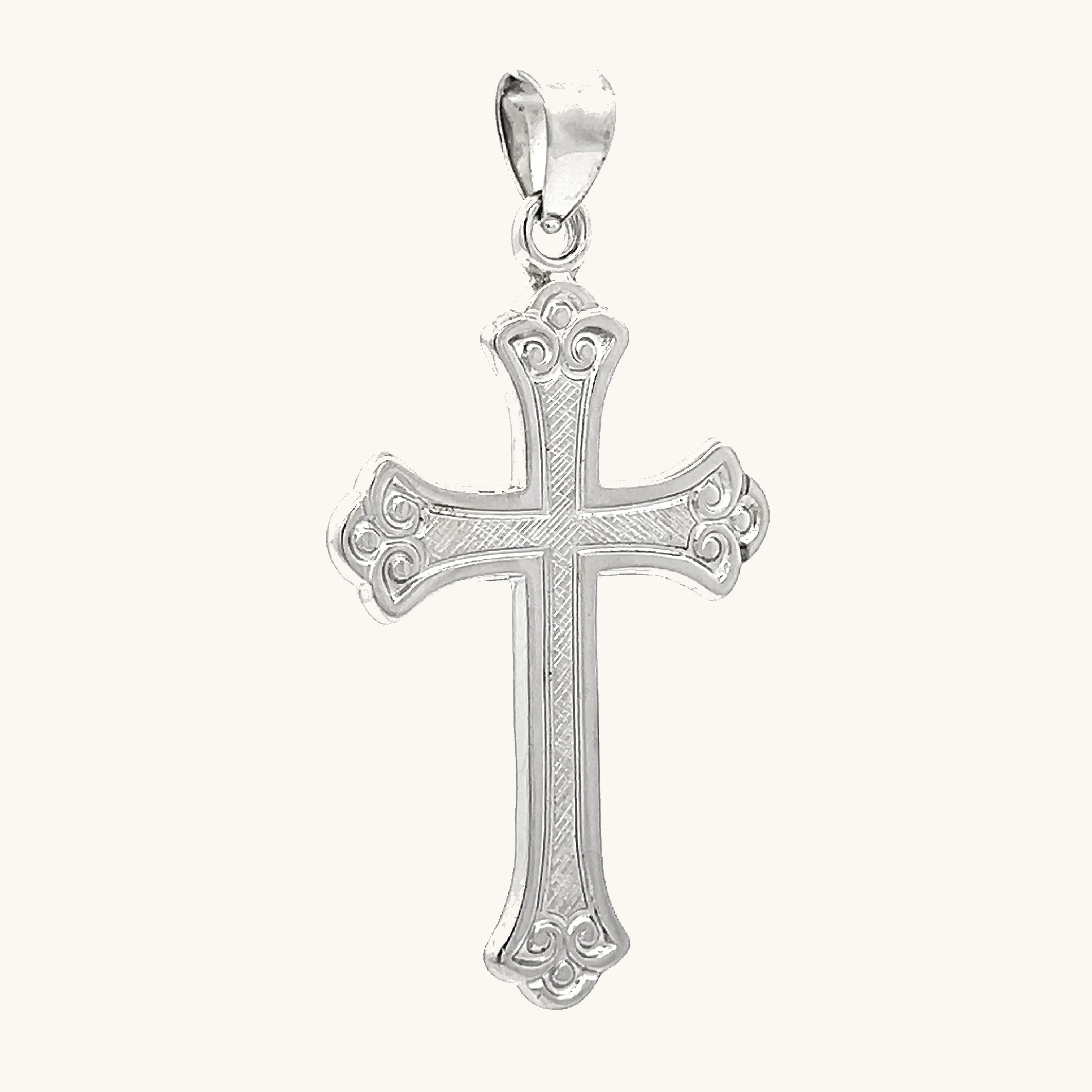 STERLING SILVER DESIGN CROSS PENDANT