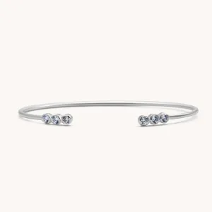 Sterling Silver Triple Crystal Adjustable Bangle