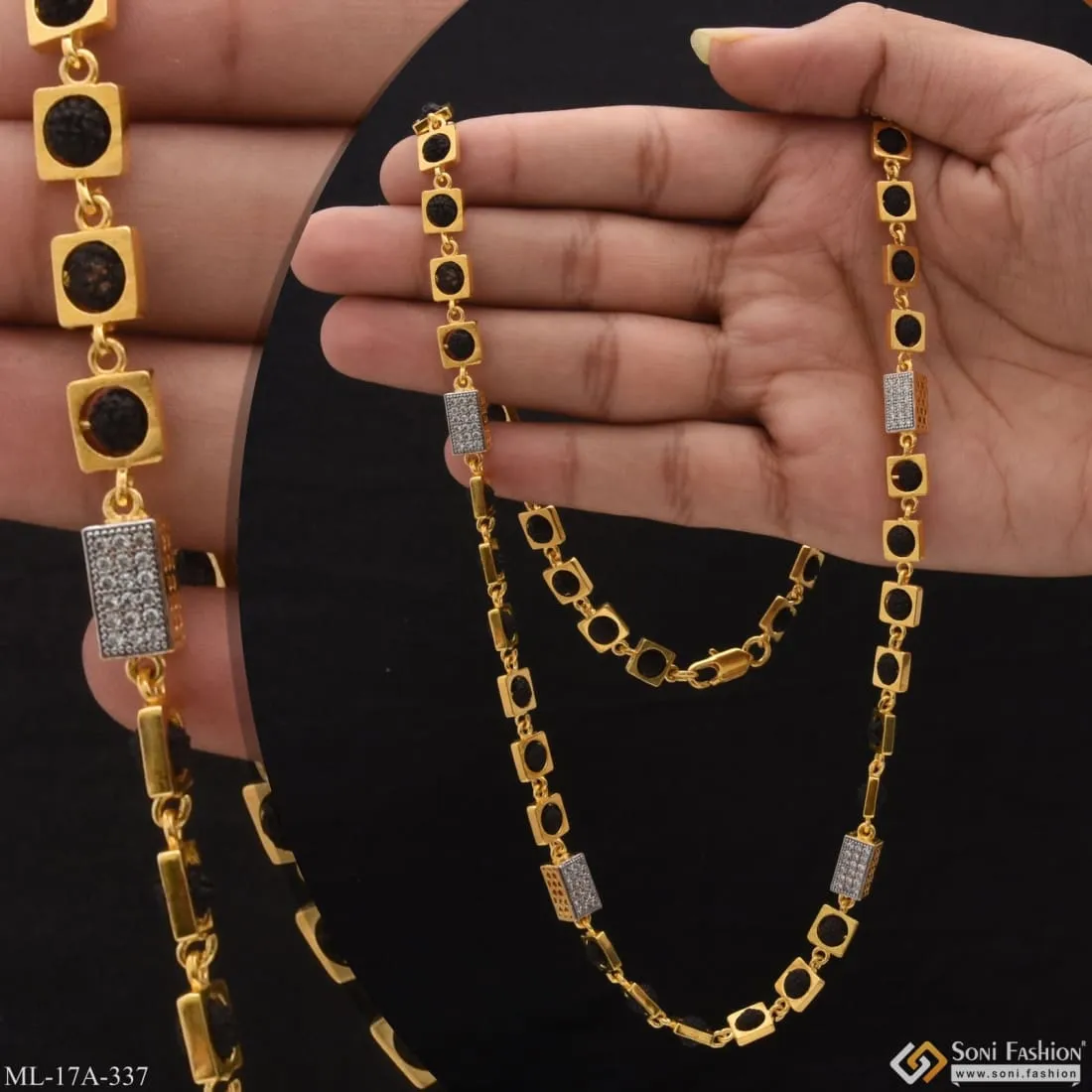 Streamlined Design Awesome Design Gold Plated Rudraksha Mala for Men - Style A337