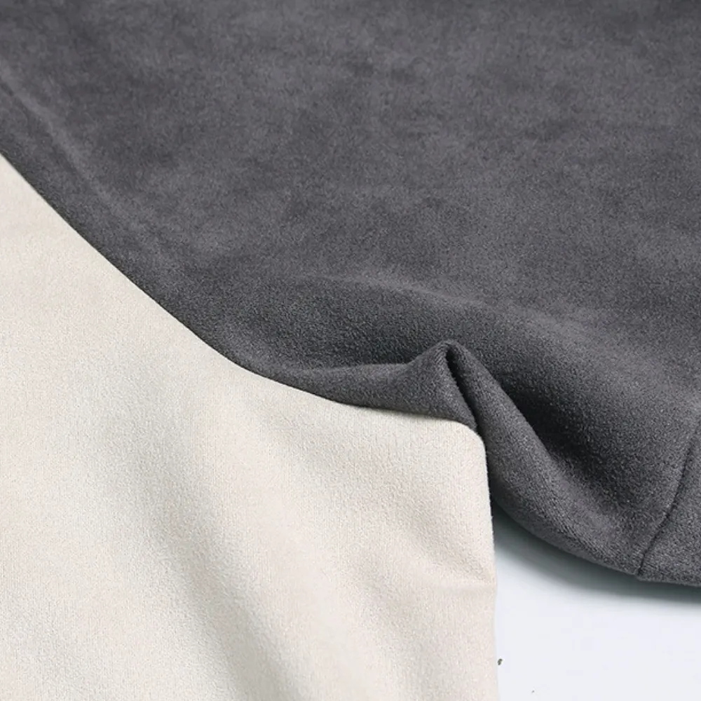 Suede Raglan Lettering Embroidered T-Shirt