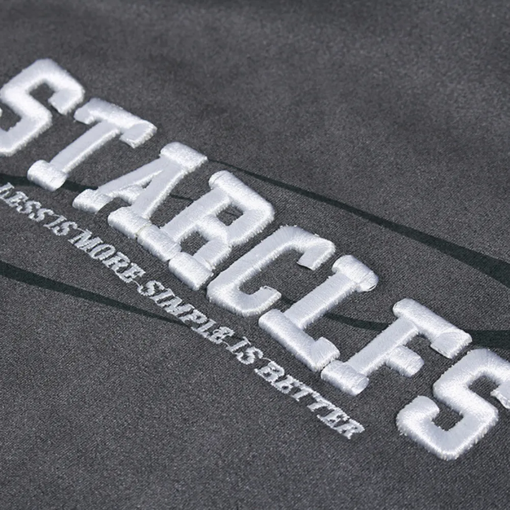 Suede Raglan Lettering Embroidered T-Shirt