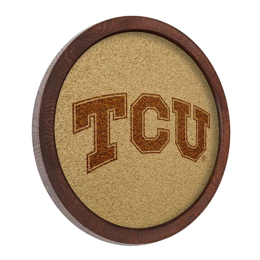 TCU Horned Frogs: "Faux" Barrel Framed Cork Board