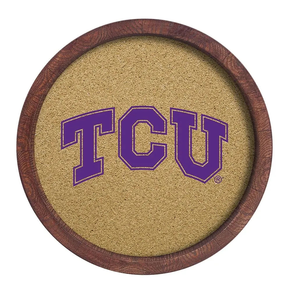 TCU Horned Frogs: "Faux" Barrel Framed Cork Board