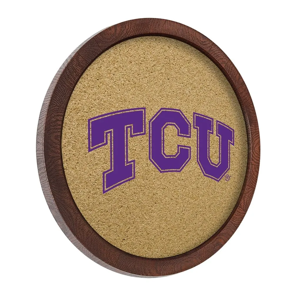 TCU Horned Frogs: "Faux" Barrel Framed Cork Board