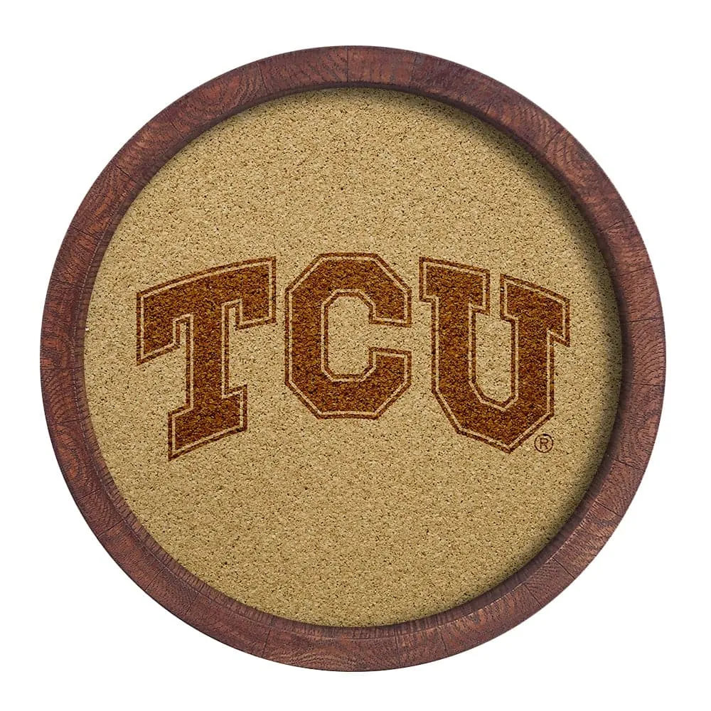 TCU Horned Frogs: "Faux" Barrel Framed Cork Board