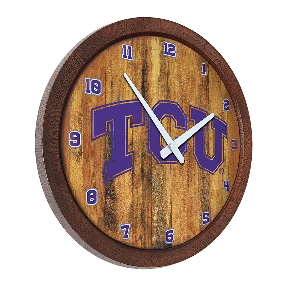 TCU Horned Frogs: "Faux" Barrel Top Wall Clock