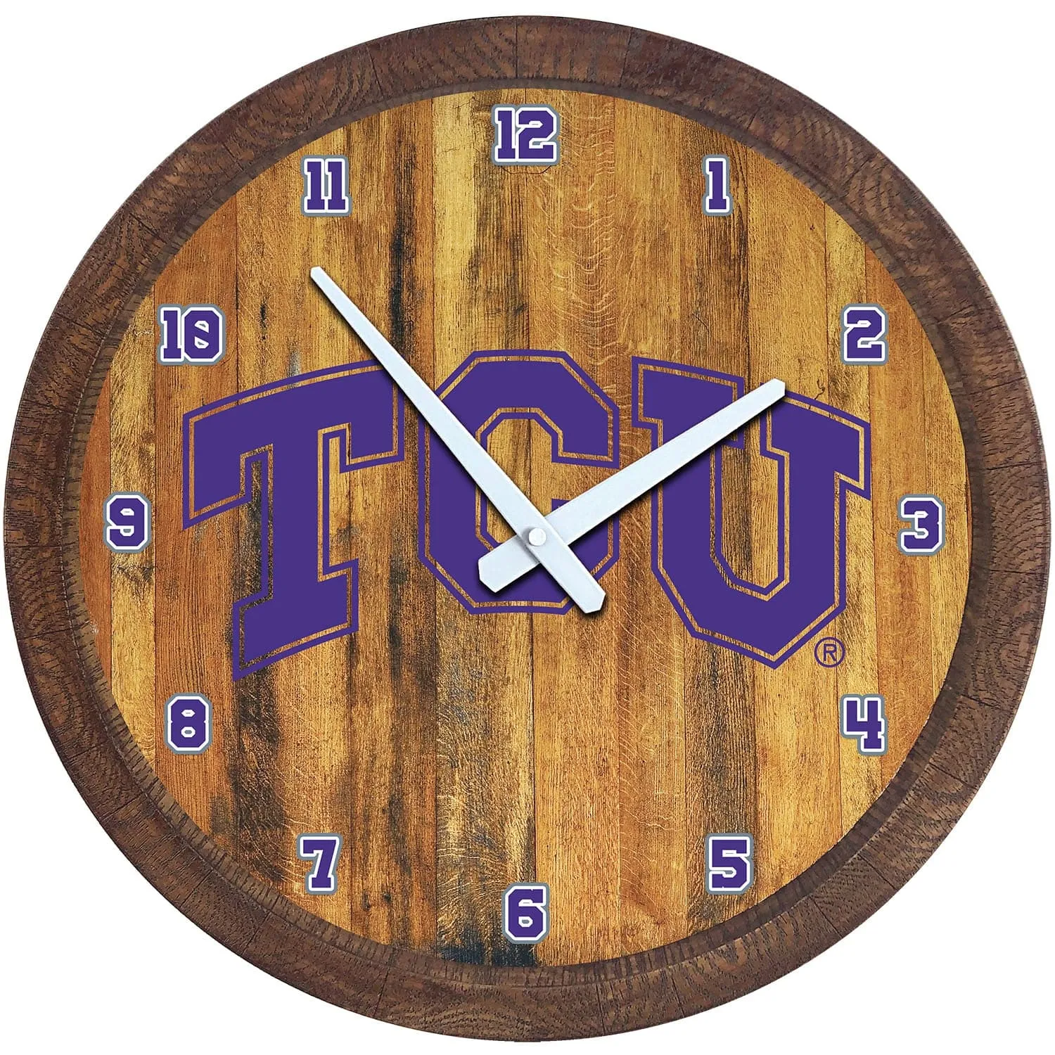 TCU Horned Frogs: "Faux" Barrel Top Wall Clock