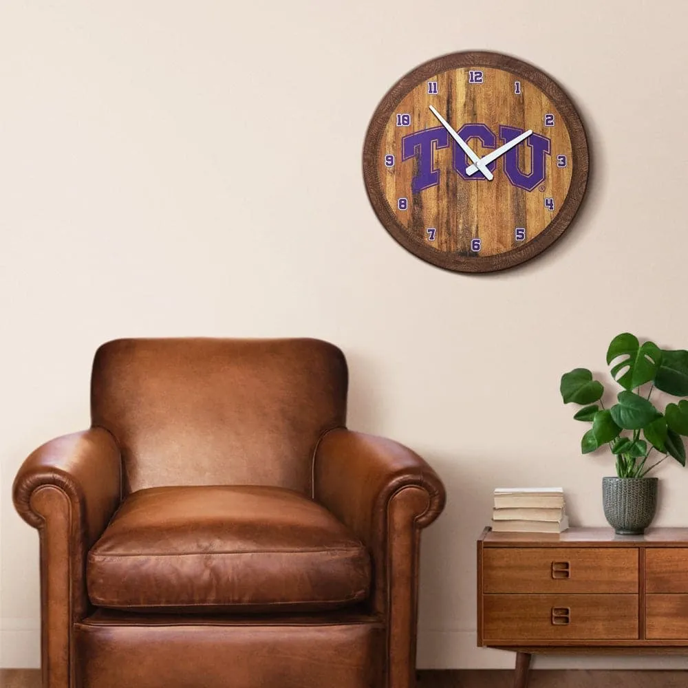 TCU Horned Frogs: "Faux" Barrel Top Wall Clock