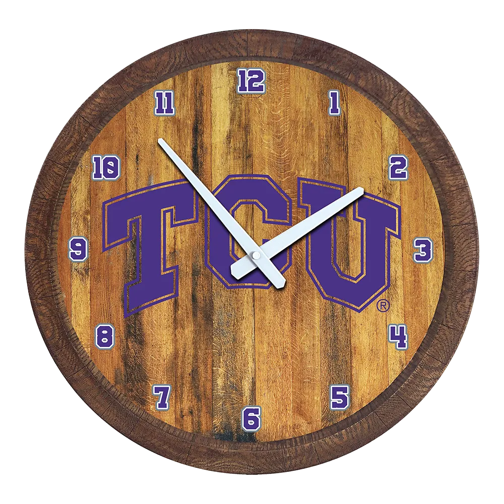 TCU Horned Frogs: "Faux" Barrel Top Wall Clock