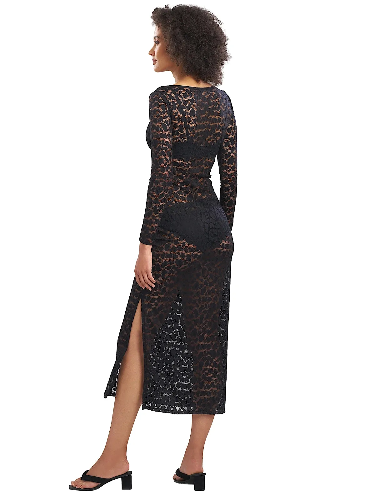 Temptation Sheer Lace Slit Gown ::RET