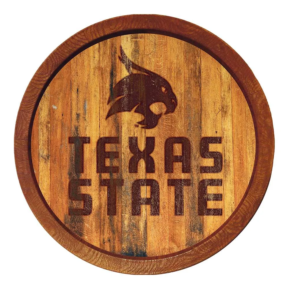 Texas State Bobcats: Branded "Faux" Barrel Top Sign