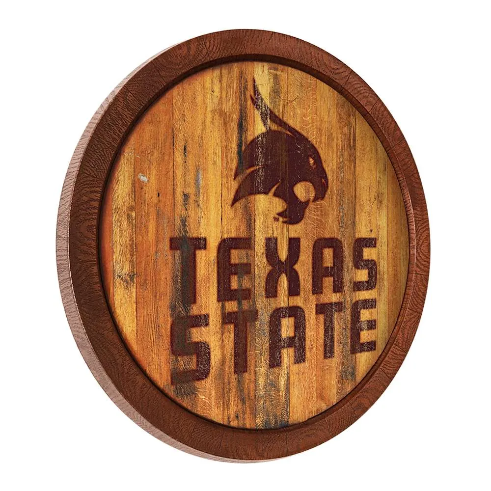 Texas State Bobcats: Branded "Faux" Barrel Top Sign