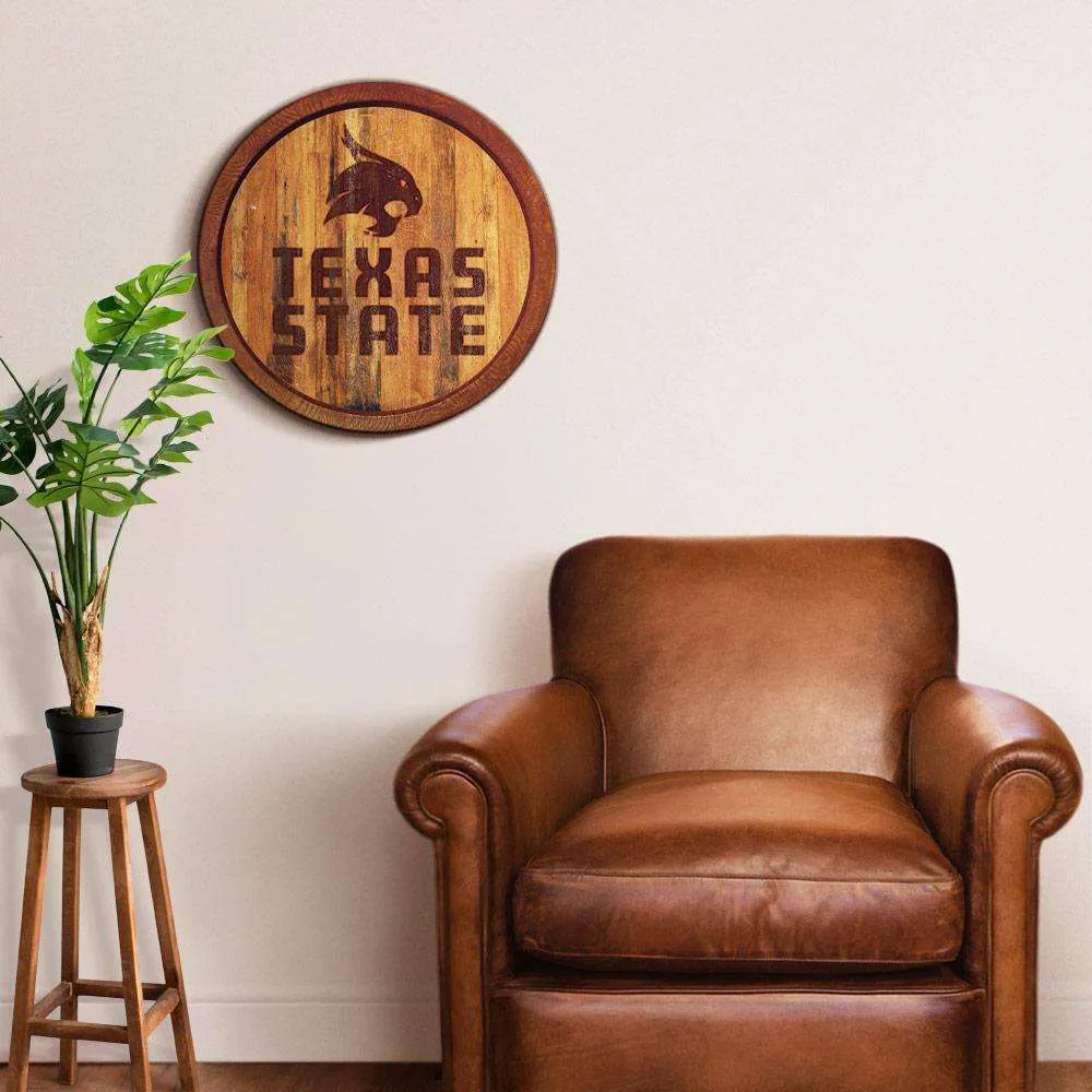 Texas State Bobcats: Branded "Faux" Barrel Top Sign