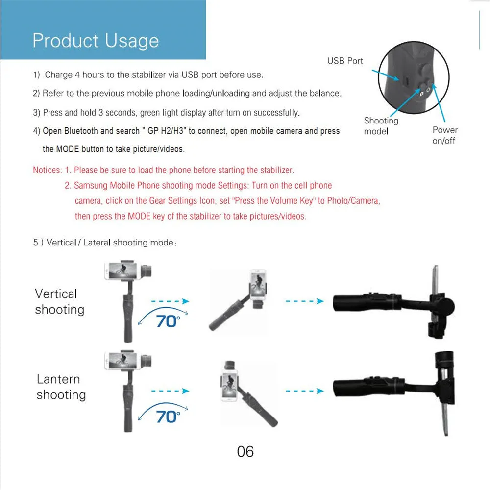 Three-Axis Handheld Smartphone Gimbal Stabilizer Mobile Phone Balancer Counterweight Photography black